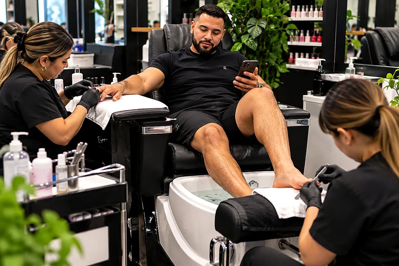 Men's manicure and pedicure at Alexa's Salon Barber Shop