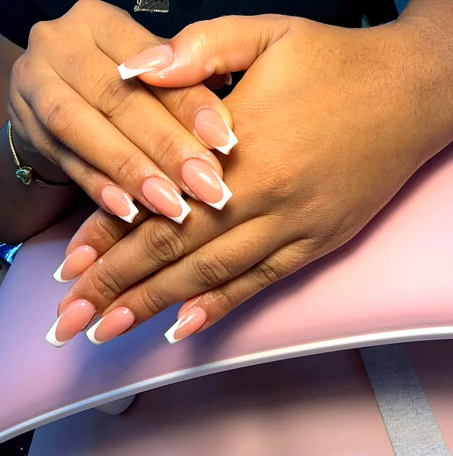 Square French manicure nails